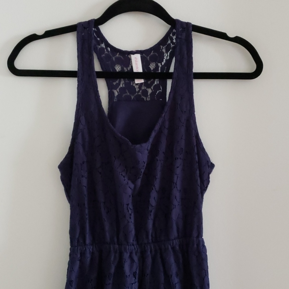 Navy Blue high low racer back dress